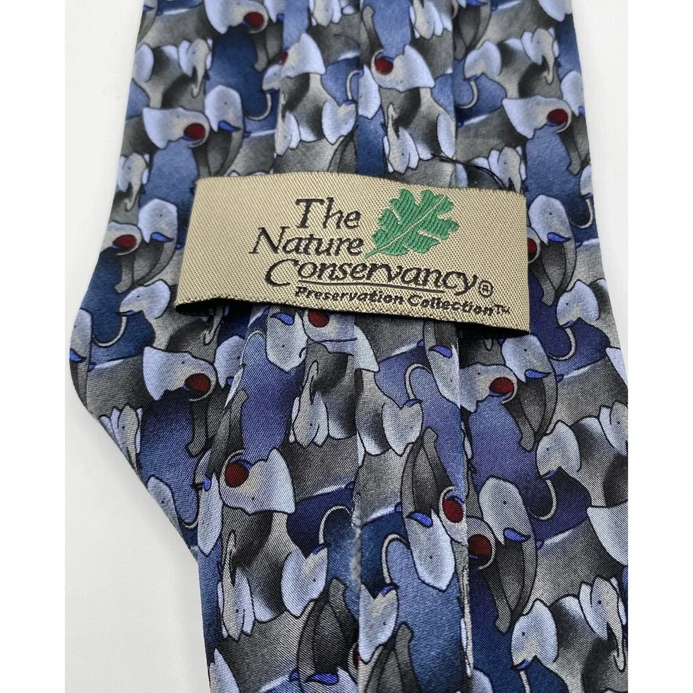 Nature Conservancy Men's Silk Necktie Tie Karen Bierce 57" Elephants Wildlife - Picture 3 of 6